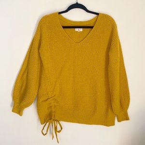 Lou & Grey Sweater Mustard Yellow Billowy Bell Sleeve Wool